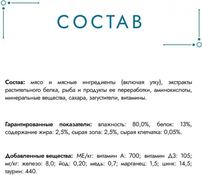Влажный корм Гурмэ® Перл Нежное филе для кошек, с уткой в соусе
