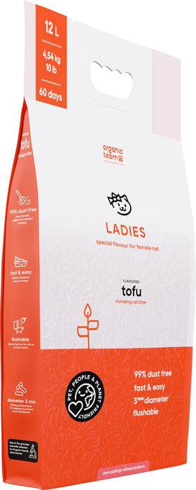 Organic team Tofu Ladies комкующийся наполнитель для кошачьего туалета, для леди