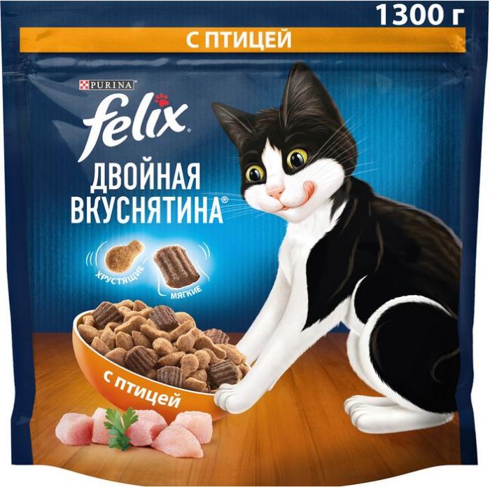 Сухой корм Felix® Двойная Вкуснятина® для взрослых кошек, с птицей