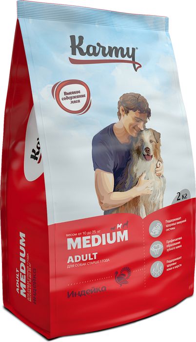 Karmy Medium корм для собак средних пород, индейка