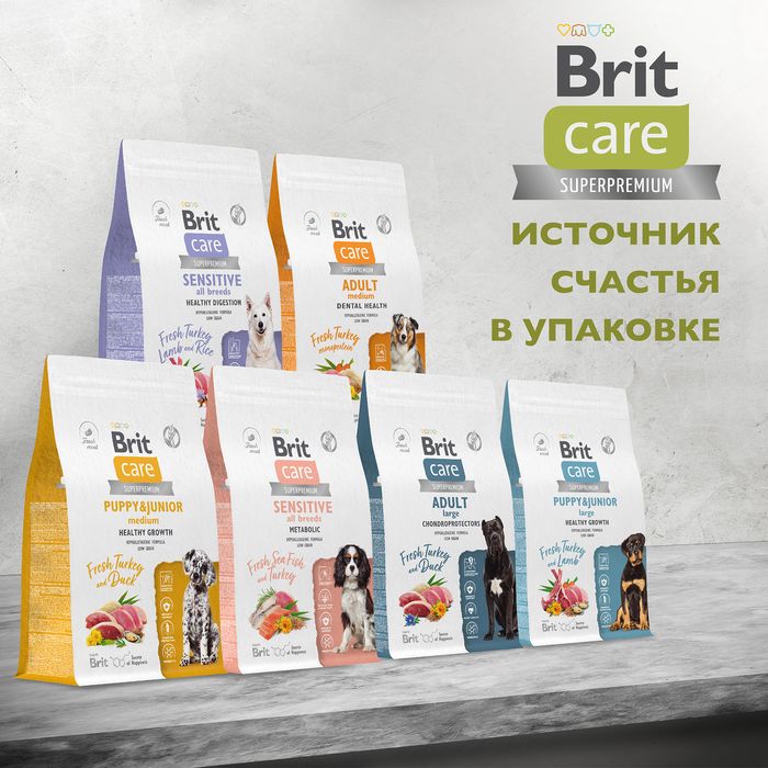 Brit Care Dog Adult M Healthy Skin&Shiny Coat корм для собак средних пород, лосось и индейка