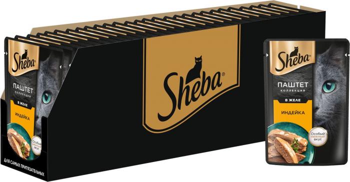 Sheba влажный корм для кошек, нежный паштет в желе, с индейкой