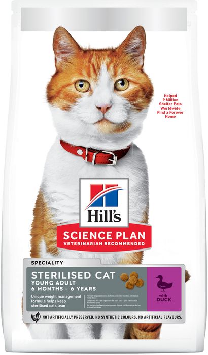 Hills HILL\'S SP Feline Adult Young Sterilised Duck корм для молодых стерилизованных кошек с уткой