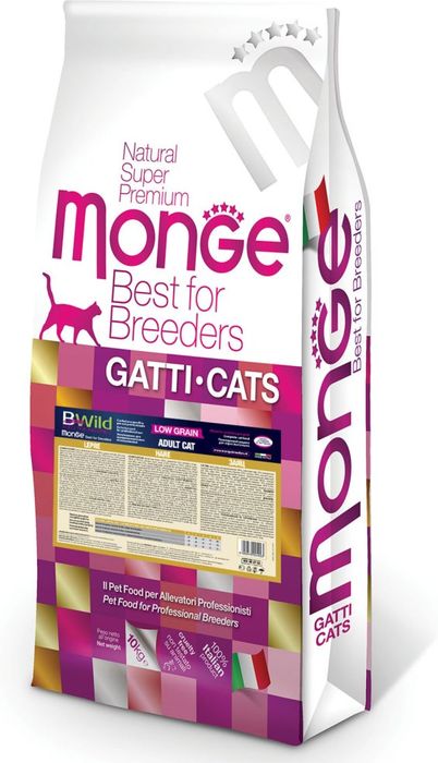 Monge Cat BWild LOW GRAIN Hare корм для взрослых кошек с мясом зайца