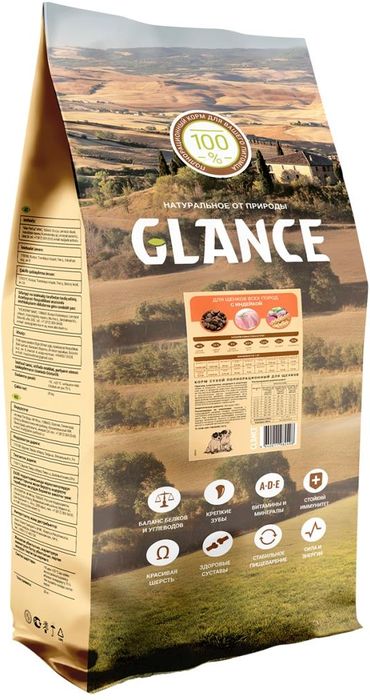 GLANCE корм для щенков всех пород, с индейкой