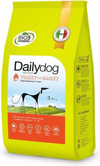 Dailydog корм для взрослых собак малых пород, индейка с ячменем