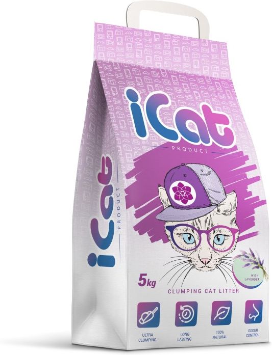 iCat комкующийся наполнитель для кошачьих туалетов, с ароматом лаванды