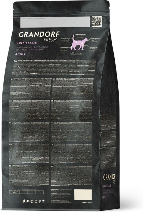 Grandorf Fresh корм для кошек, беззерновой, с живыми пробиотиками, свежее мясо ягненка с бататом