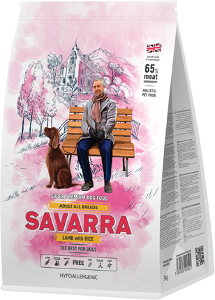 Savarra сухой корм для взрослых собак средних пород, холистик, ягненок и рис