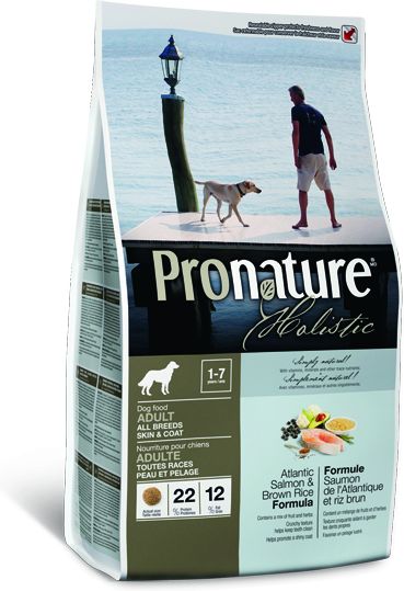 Pronature Holistic корм для взрослых собак всех пород, для здоровья кожи и шерсти, лосось и рис