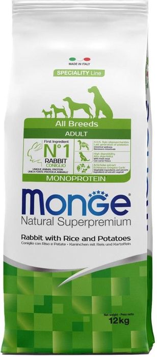 Monge Speciality Line корм для собак всех пород и возрастов, кролик с рисом и картофелем