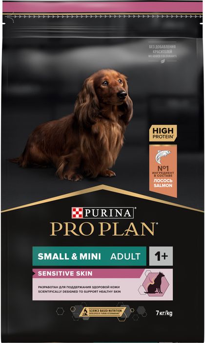 Сухой корм Pro Plan® Sensitive Skin для взрослых собак мелких и карликовых пород с чувствительной кожей, с высоким содержанием лосося