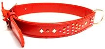 ошейник COLLAR со стразами "ромб" красный 25мм, 38-50см