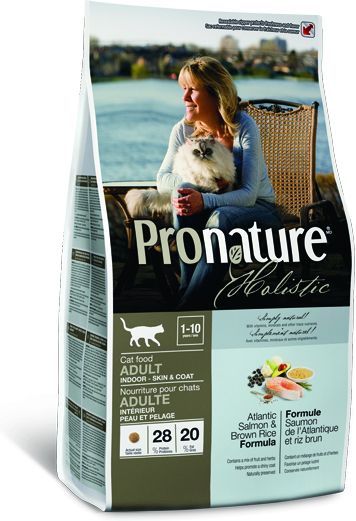 Pronature корм для взрослых кошек всех пород, живущих в помещении, лосось и коричневый рис