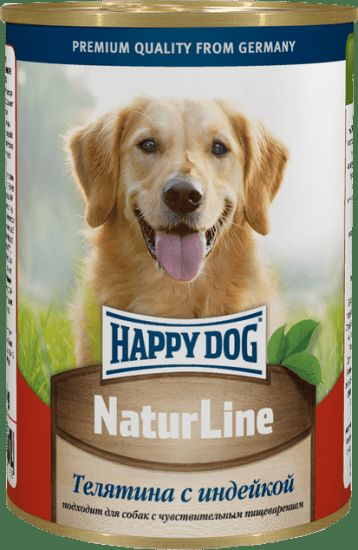 Happy Dog NaturLine влажный корм для собак, телятина с индейкой