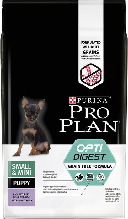 Pro Plan корм для щенков малых пород, беззерновой, чувствительное пищеварение, индейка
