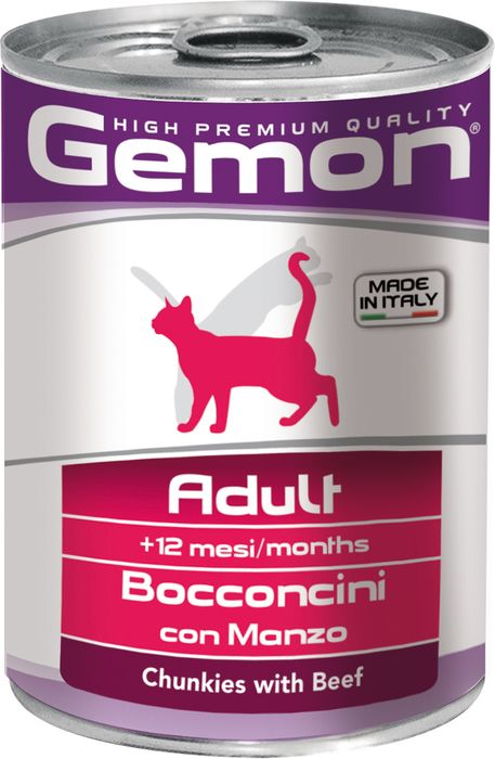 Gemon Cat влажный корм для кошек кусочки говядины (консервы)