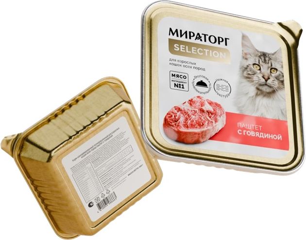 Мираторг Selection влажный корм для кошек, паштет с говядиной