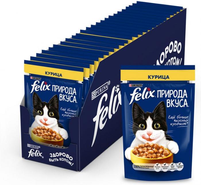 Влажный корм Felix® Природа вкуса для взрослых кошек, с курицей в соусе