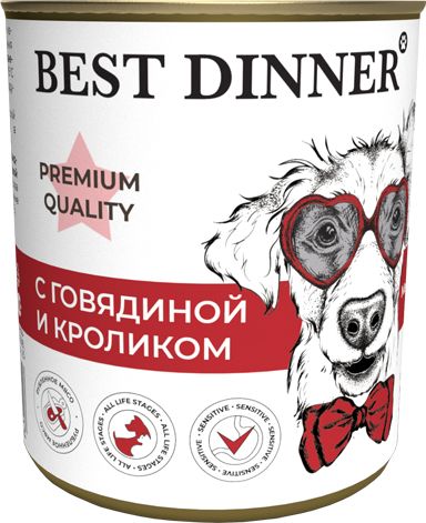 Best Dinner Меню №3 влажный корм для собак, с говядиной и кроликом