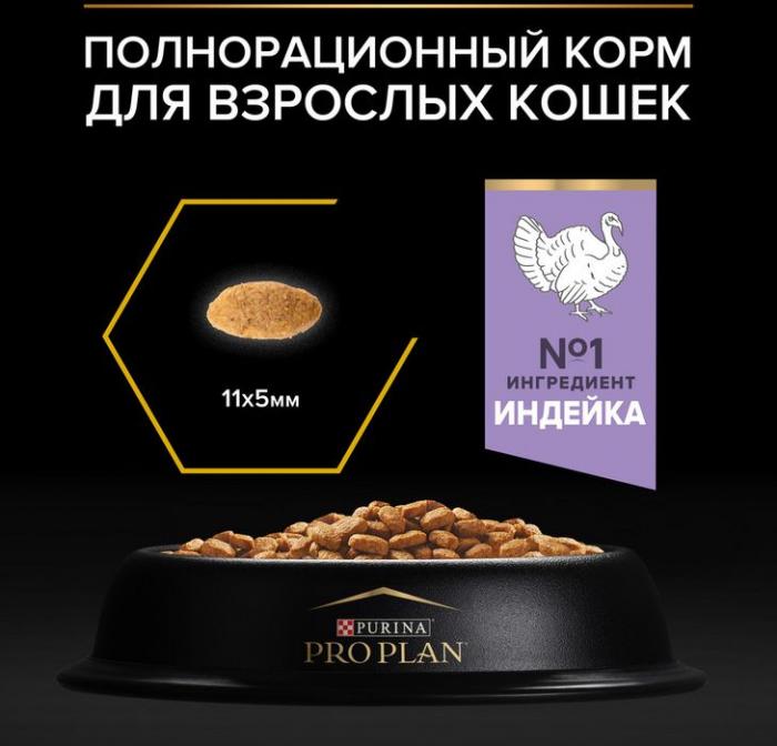 Сухой корм Pro Plan® для взрослых кошек с избыточным весом и склонных к полноте, с высоким содержанием индейки, Пакет