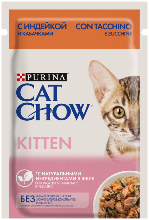 Cat Chow Kitten влажный корм для котят с индейкой и кабачком