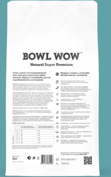 Bowl Wow корм для собак малых пород, с индейкой, рисом и добавлением розмарина