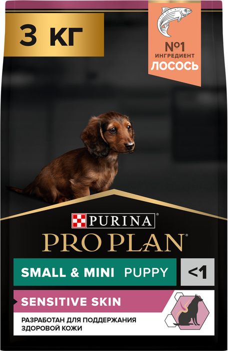 Сухой корм Pro Plan® для щенков мелких и карликовых пород с чувствительной кожей, с высоким содержанием лосося, Пакет