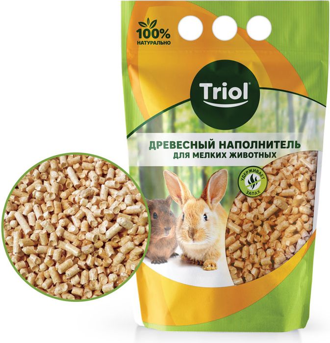 Triol наполнитель для грызунов и кроликов, древесный