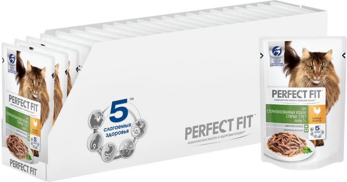 Perfect Fit Senior 7+ влажный корм для кошек старше 7 лет с курицей