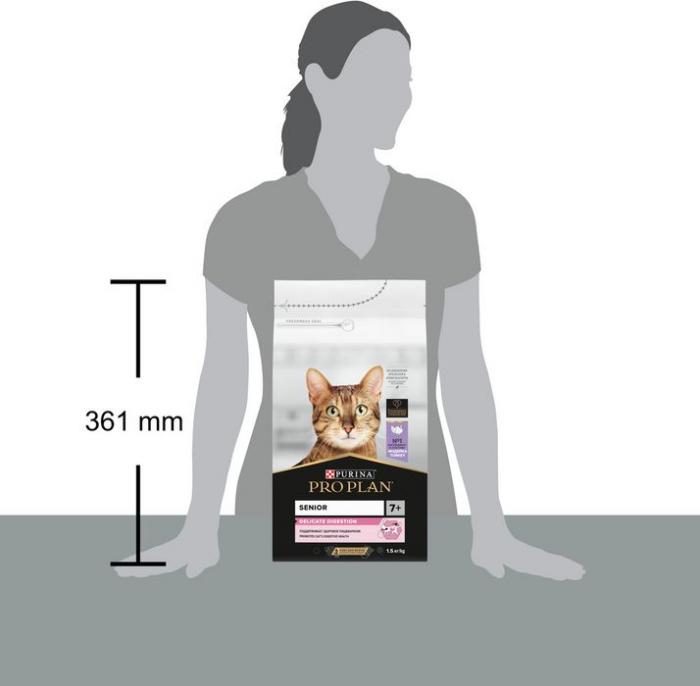 Сухой корм Pro Plan® Delicate Digestion для кошек старше 7 лет с чувствительным пищеварением, с высоким содержанием индейки
