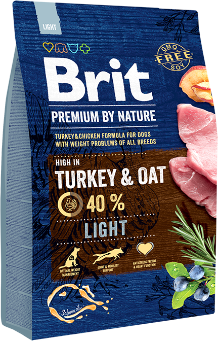Brit Premium сухой корм для взрослых собак всех пород контроль веса с индейкой