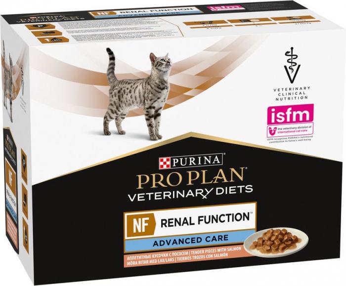 Влажный корм для кошек диетический Pro Plan® Veterinary Diets NF Renal Function Advanced care (Поздняя стадия) при поздней стадии почечной недостаточности с лососем в соусе, Пауч