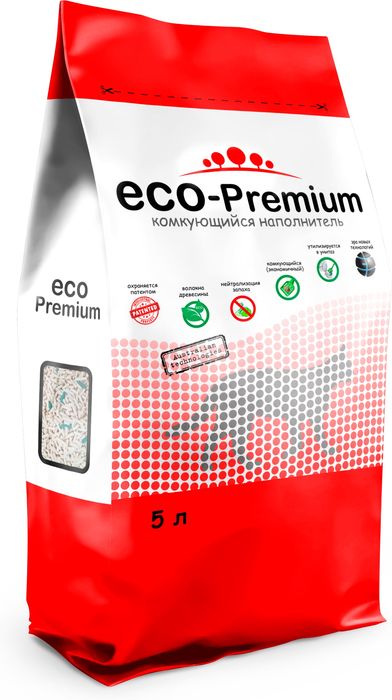 ECO Premium Green комкующийся древесный наполнитель для кошачьего туалета, без запаха