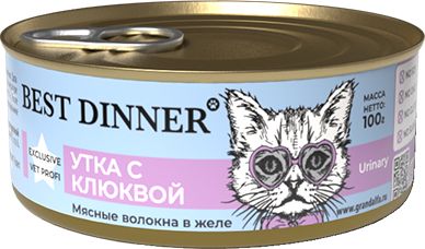 Best Dinner Exclusive Vet Profi Urinary влажный корм для кошек, утка с клюквой
