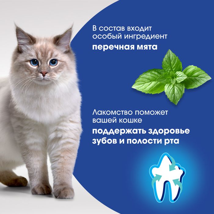 Perfect Fit Oral Care лакомство для кошек, для поддержания здоровья зубов и полости рта, с курицей и добавлением мяты