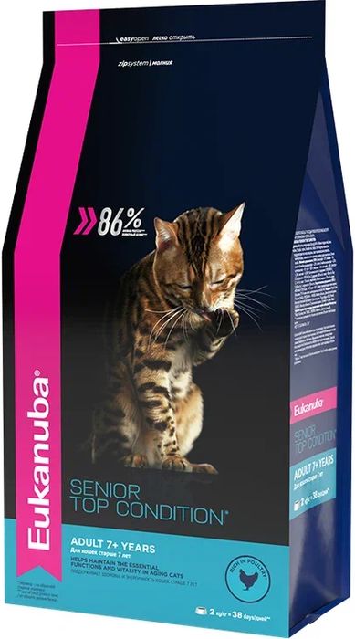Eukanuba корм для пожилых кошек всех пород, домашняя птица