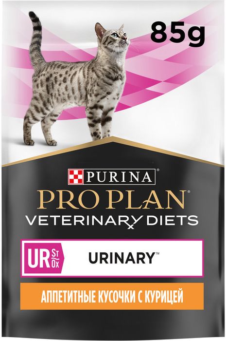 Влажный корм для кошек диетический Pro Plan® Veterinary Diets UR ST/OX Urinary при болезнях нижних отделов мочевыводящих путей, с курицей, Пауч