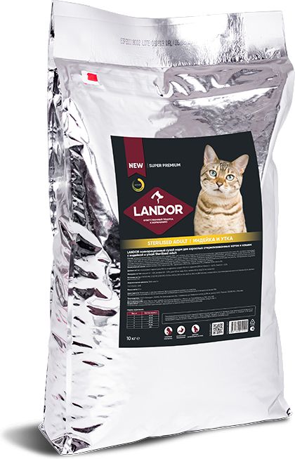 Landor корм для стерилизованных котов и кошек, с индейкой и уткой