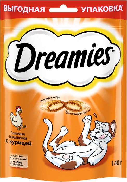 Dreamies лакомство для кошек подушечки с курицей