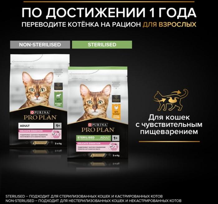 Сухой корм Pro Plan® Kitten Delicate Digestion для котят с чувствительным пищеварением, с высоким содержанием индейки