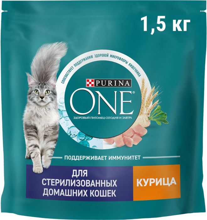 Сухой корм Purina ONE® полнорационный для стерилизованных домашних кошек, с высоким содержанием курицы