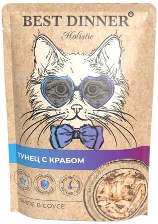Best Dinner Holistic влажный корм для кошек, тунец с крабом в соусе