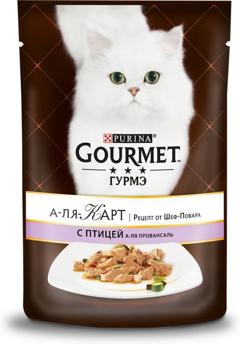 Gourmet A La Carte влажный корм для взрослых кошек, домашняя птица с баклажаном, цуккини и томатами