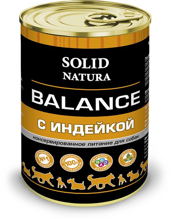Solid Natura влажный корм для взрослых собак всех пород, индейка