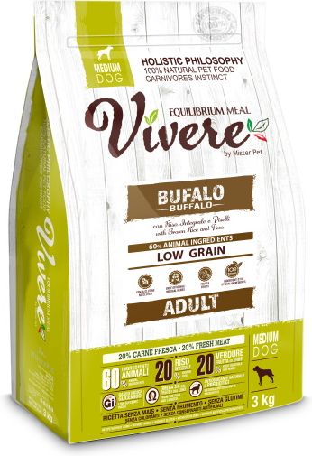 Vivere корм для собак средних пород, низкозерновой, буйвол
