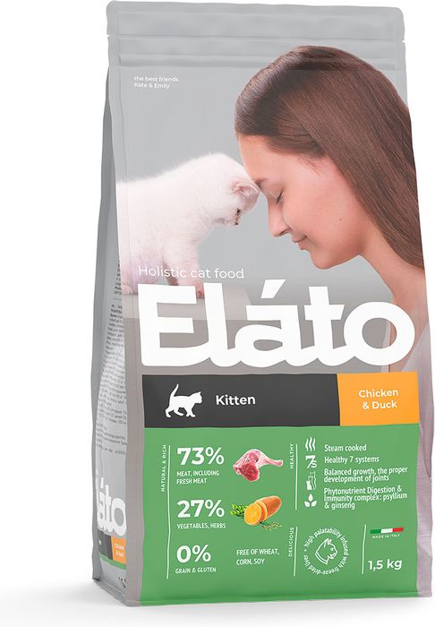 Elato Holistic корм для котят, с курицей и уткой