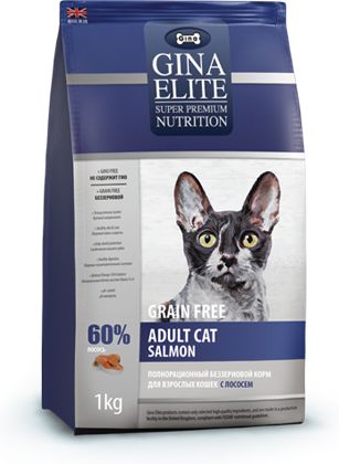 Gina Elite корм для кошек, беззерновой, с лососем
