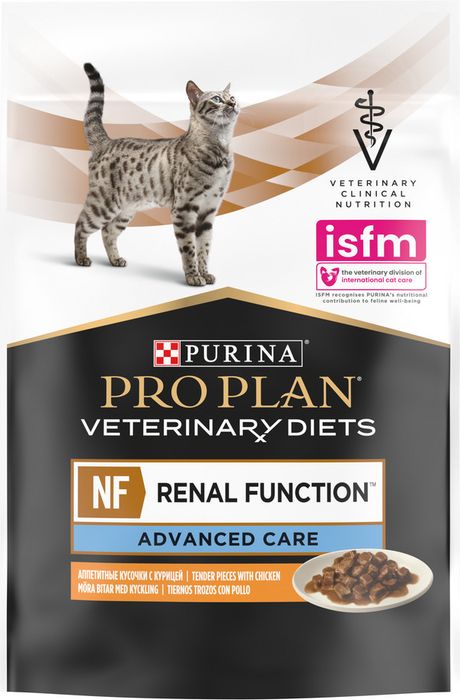 Влажный корм для кошек диетический Pro Plan® Veterinary Diets NF Renal Function Advanced care (Поздняя стадия) при поздней стадии почечной недостаточности с курицей в соусе, Пауч