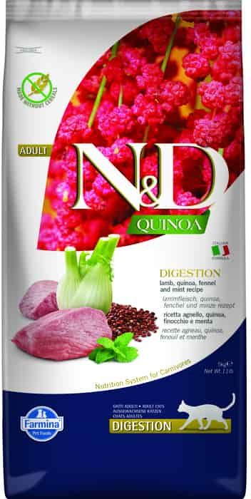 Farmina N&D Quinoa Digestion сухой корм для кошек, беззерновой,поддержка пищеварения, ягненок, киноа,фенхель и мята